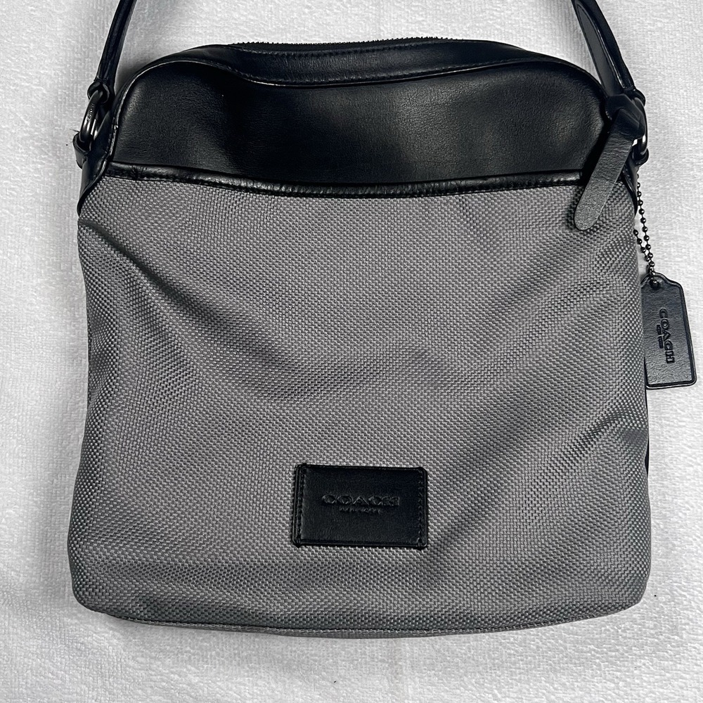 Coach F37609 Crossbody Nylon‎ Black Leather Mens Travel Work Bag